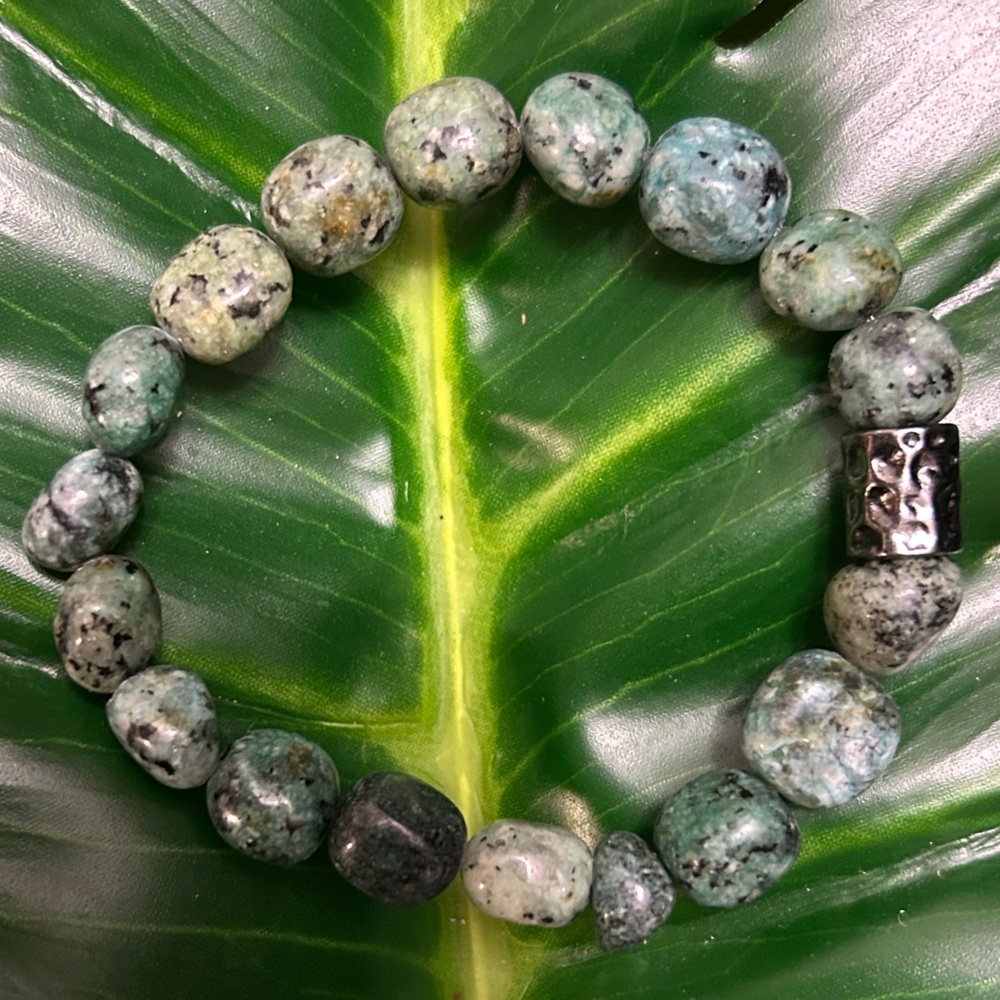chunky african turquoise pebble handmade beaded bracelet